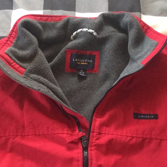 Mens LANDS END Vintage SQUALL Red Bright Cherry Waterproof Insulated Jacket XL - Picture 6 of 16